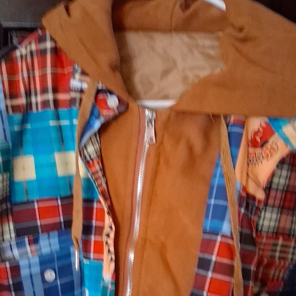 Plaid Patchwork Hooded Jacket in Multicolor - Picture 6 of 15
